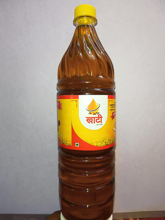 Khatie Premium Kachi Ghani Pure Mustard Oil, 1L PET Bottle